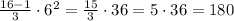 \frac{16-1}{3}\cdot 6^2= \frac{15}{3}\cdot 36=5\cdot 36=180