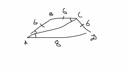 Вравнобокой трапеции меньше основание равно 8 см а боковая сторона равна 10 см . острый угол трапеци