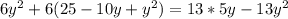 6 y^{2} +6(25-10y+ y^{2})=13*5y-13 y^{2}