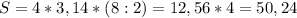 S=4*3,14*(8:2)=12,56*4=50,24