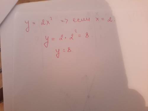 Y=2x в квадрате . если x=2 то сколько будет 2х в квадрате подробно опишите