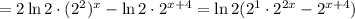 = 2\ln{2} \cdot (2^2)^x - \ln{2} \cdot 2^{x+4} = \ln{2} ( 2^1 \cdot 2^{2x} - 2^{x+4} )