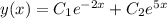 y(x)=C_1e^{-2x}+C_2e^{5x}