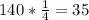 140* \frac{1}{4} =35