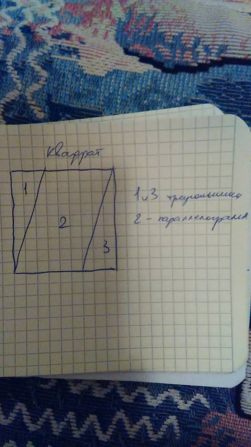 Как можно разделить квадрат чтоб получился параллелограм