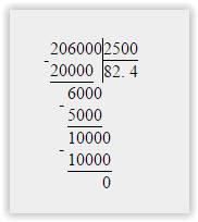 Решить пример 206000\2500 в столбик с решением!