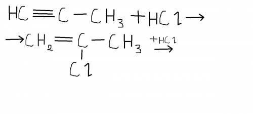 Напишите схемы реакций ступенчатого хлорирования и гидрохлорирования пропина ! вопрос жизни и смерти