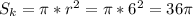 S_k=\pi * r^2=\pi * 6^2=36\pi