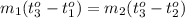 m_1(t_3^o-t_1^o)=m_2(t_3^o-t_2^o)