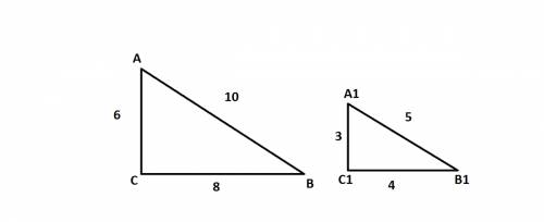 Подобны ли треугольники abc и а a1b1c1 если известно,что: ab=10 см,bc=8см,a1b1=5см,a1c1=3см,угол c=c