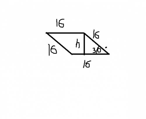 Найти площадь ромба, если его сторона равна 16см, а острый угол равен 30 градусов. в ответе должно б