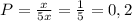 P=\frac{x}{5x}=\frac{1}{5}=0,2