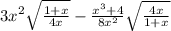 3 x^{2} \sqrt{ \frac{1+x}{4x} } - \frac{ x^{3}+4 }{8 x^{2} } \sqrt{ \frac{4x}{1+x} }