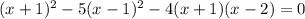 (x+1)^2-5(x-1)^2-4(x+1)(x-2) = 0&#10;&#10;