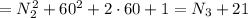 = N_2^2 + 60^2 + 2 \cdot 60 + 1 = N_3 + 21