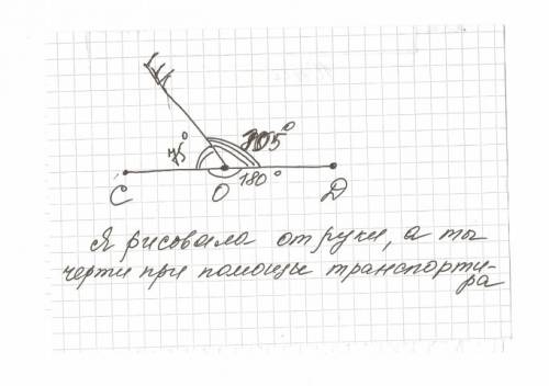 Начертите развёрнутый угол cod и проведите луч oe так чтобы градусные меры углов coe и doe относилис