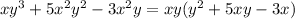 xy^3+5x^2y^2-3x^2y=xy(y^2+5xy-3x)