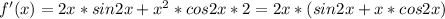 f'(x)=2x*sin2x+x^2*cos2x*2=2x*(sin2x+x*cos2x)