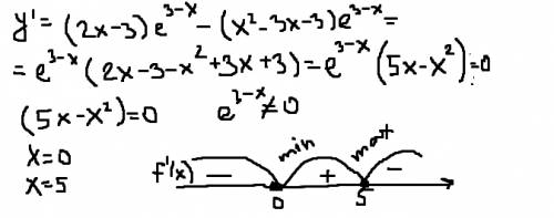 Решить найти точки экстремума (max) y=(x^2 - 3x -3)*e^3-x