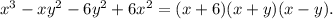 x^3-xy^2-6y^2+6x^2 = (x+6)(x+y)(x-y).