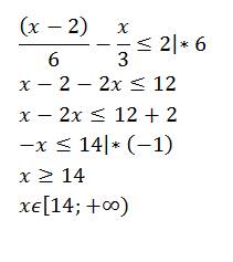 :1)x/7-6> =x 2)(x-2)/6-x/3< =2