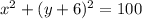 x^{2} + (y+6)^{2} =100