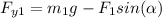 F_{y1} =m_{1} g-F_{1}sin(\alpha)