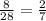 \frac{8}{28} = \frac{2}{7}