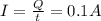 I= \frac{Q}{t} =0.1A