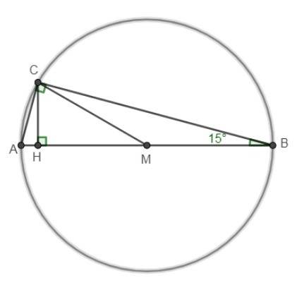 Впрямоугольном треугольнике abc угол b равен 15 градусов из вершины прямого угла c проведены высота