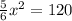 \frac{5}{6} x^{2} = 120