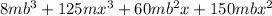 8mb^3+125mx^3+60mb^2x+150mbx^2