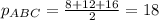 p_{ABC}= \frac{8+12+16}{2}=18