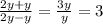 \frac{2y+y}{2y-y} = \frac{3y}{y} =3