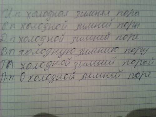 На завтро ! просклоняй по одному словосочитанию.выдили безударные оканчания. 1)холодная зимняя пора.