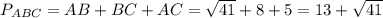 P_{ABC}=AB+BC+AC= \sqrt{41}+8+5=13+ \sqrt{41}