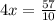 4x= \frac{57}{10}