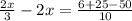 \frac{2x}{3} - 2x = \frac{6+25-50}{10}