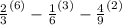 \frac{2}{3}^{(6)} - \frac{1}{6}^{(3)} - \frac{4}{9}^{(2)}