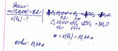 При горении в кислороде этилового спирта c2h5oh образуются углекислый газ и вода. напишите уравнение