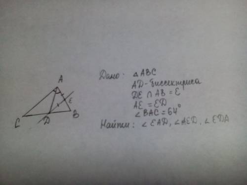 Отрезок ad - биссектриса треугольника abc. через точку d проведена прямая, пересекающая сторону ab в