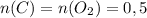 n(C)=n(O_2)=0,5