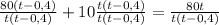 \frac{80(t-0,4)}{t(t-0,4)} +10 \frac{t(t-0,4)}{t(t-0,4)} = \frac{80t}{t(t-0,4)}