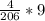 \frac{4}{206}*9