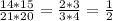 \frac{14*15}{21*20} = \frac{2*3}{3*4} = \frac{1}{2}