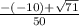 \frac{-(-10)+ \sqrt{71} }{50}