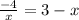 \frac{-4}{x} =3-x