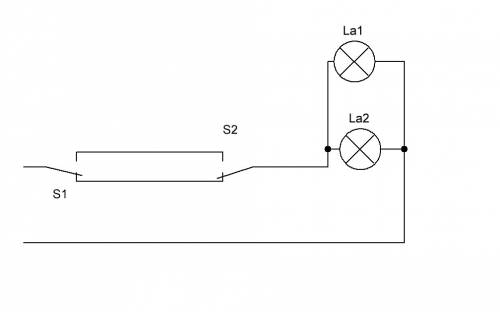 Составьте цепь при всключении одной стороны включателя всключателя всключаются 2 лампы и при включен