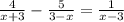 \frac{4}{x+3} - \frac{5}{3-x} = \frac{1}{x-3}