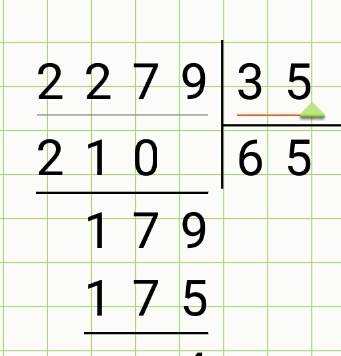 Выполни деление с остатком и сделай проверку: 2 279 : 35